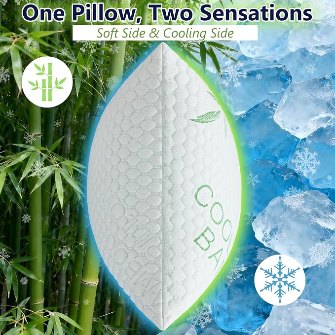 Cooling Pillows, Shredded Memory Foam Pillows Standard Size Set of 2 Adjustable - Image 5