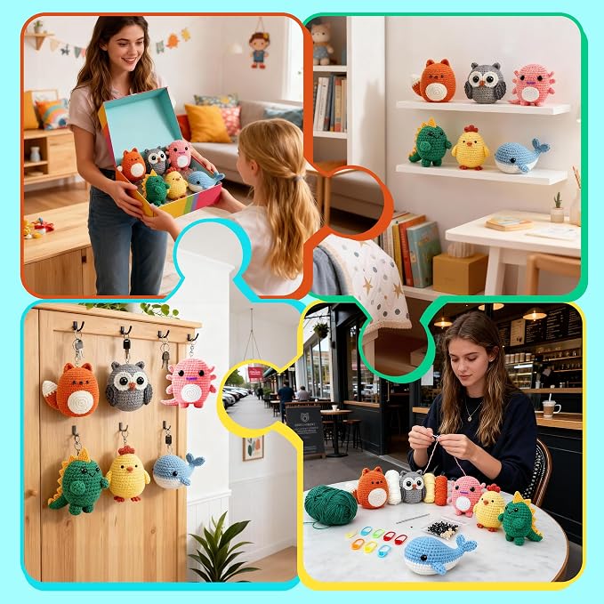 Joyclub Crochet Kit for Beginners 6 PCS Amigurumi Animal Family Crochet Starter - Image 2