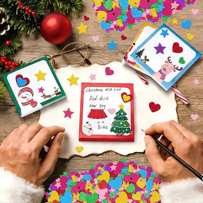 Foam Stickers, 7 Sheets 3D Glitter Foam Heart Stickers - Image 8
