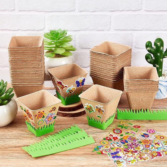 Gueevin 50 Pack Garden Paper Pot Craft Kit Flower Plant Spring Craft Including - Image 4
