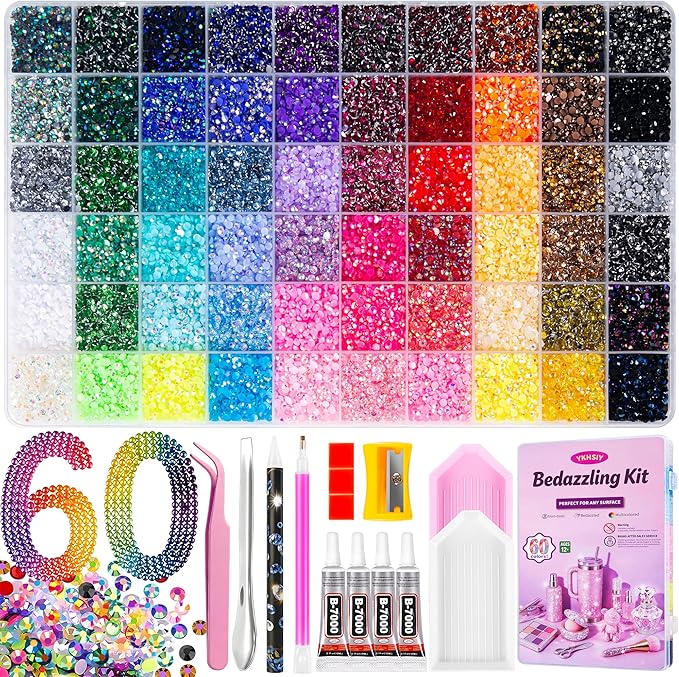 Bedazzling Kit 48000Pcs 60 Colors Resin Jelly Rhinestones, Bedazzler Kit by Unknown