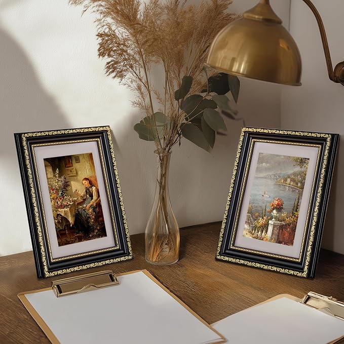 eletecpro 4x6 Vintage Picture Frame, Glass Cover, Horizontal or Vertical - Image 6