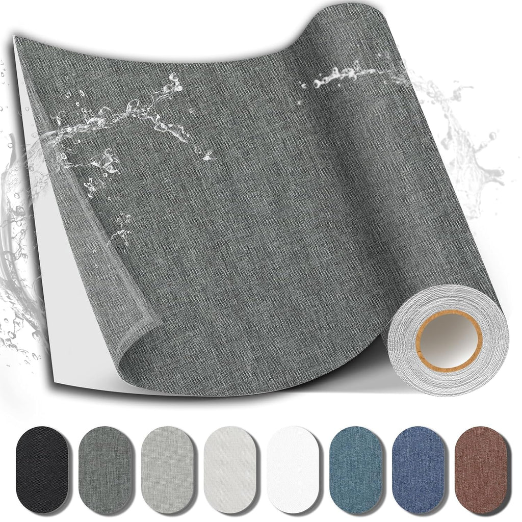 Fabric Repair Patch, Fabric Large Repair Tape, Self-Adhesive Patches for Furniture, Sofa, Car Interior, Shoes, Hand Bag, Clothing (Dark Grey, 3.5X79 Inch)