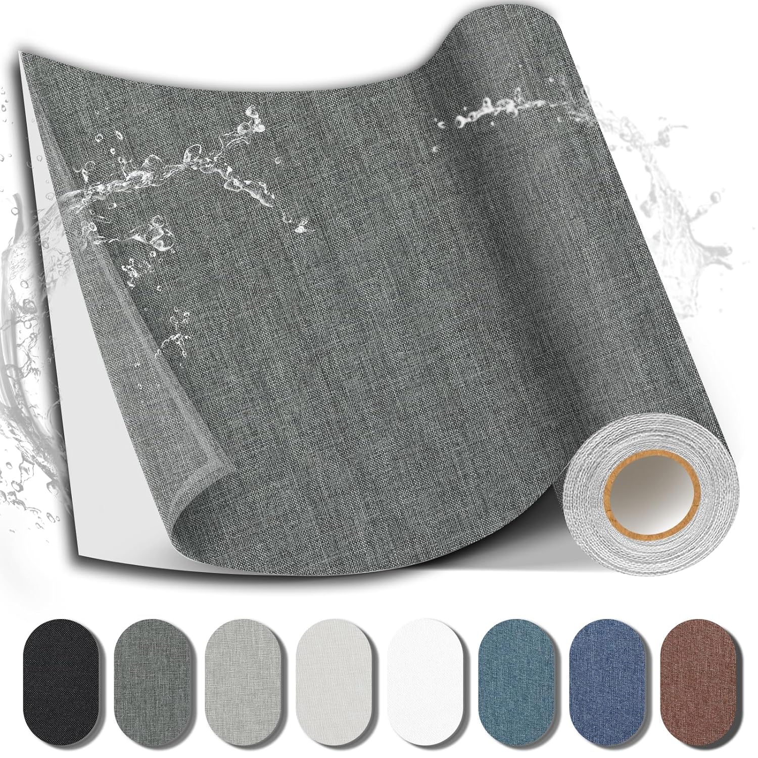 Fabric Repair Patch, Fabric Large Repair Tape, Self-Adhesive Patches for Furniture, Sofa, Car Interior, Shoes, Hand Bag, Clothing (Dark Grey, 3.5X79 Inch)