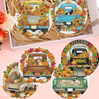 8 Pack Diamond Art Coasters, Autumn Truck Diamond Painting Coasters Kits | Fall - Image 7