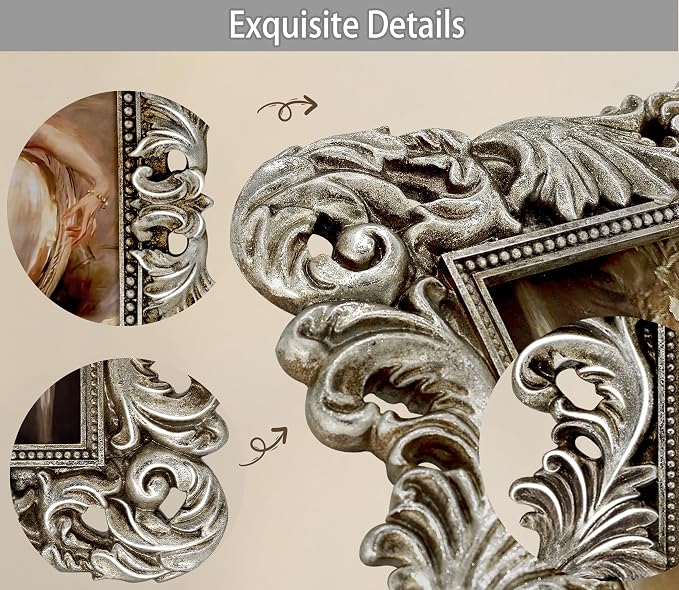 Silver Picture Frame 8x10 Gothic Picture Frames Ornate Vintage | Real Glass - Image 6