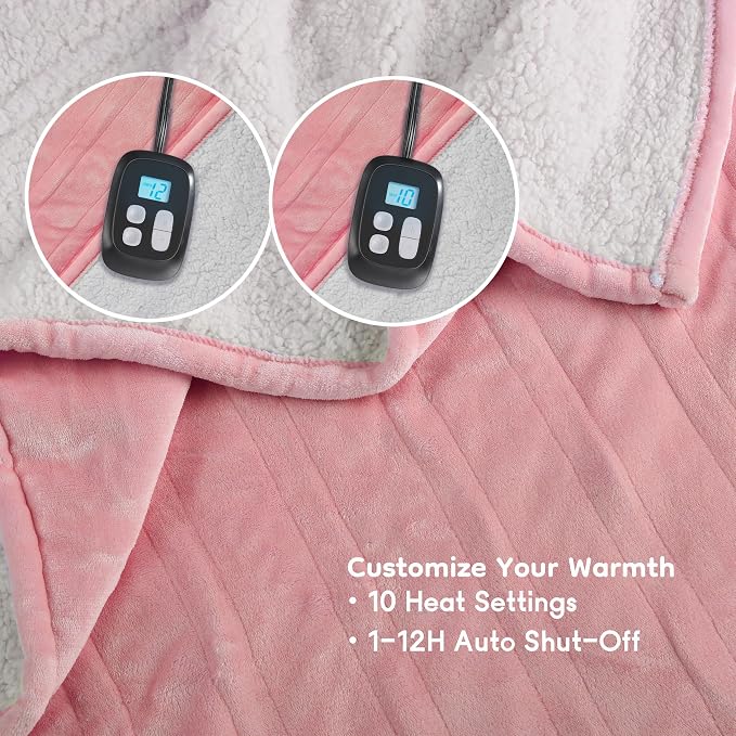 LaffyLo Electric Heated Blanket Queen Size 84 x 90, Dual Control, Fast Heating - Image 3