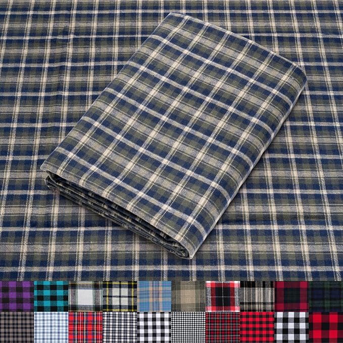 Pico Textiles 10 Yards Bolt Blue and Green Tartan Plaid Flannel Fabric by PicoTextiles