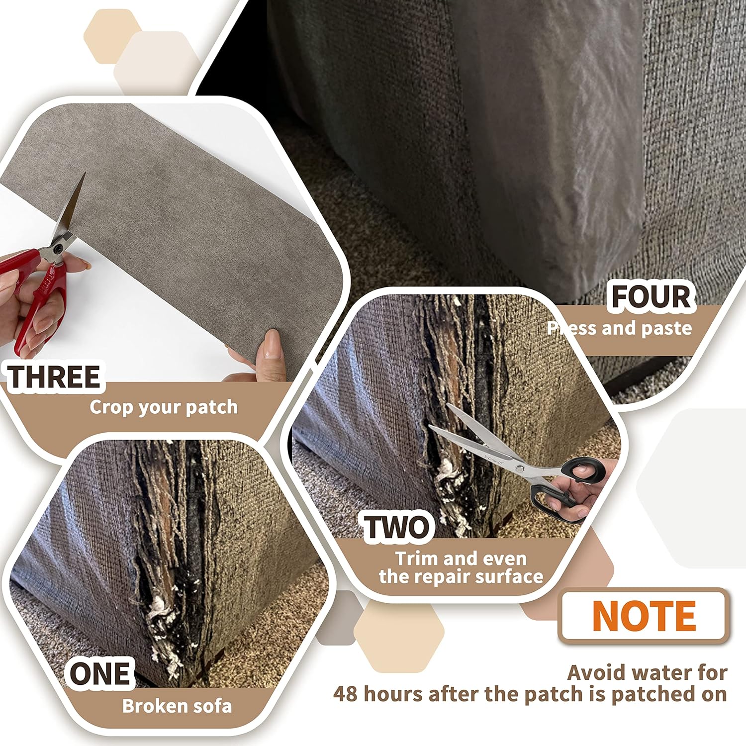 Azobur Sofa Fabric Repair Patch, Oversized Microfiber Patch，Self Adhesive Fabric Sofa Patch Repair Fabric,Super Cost-Effective Combination (Gray)