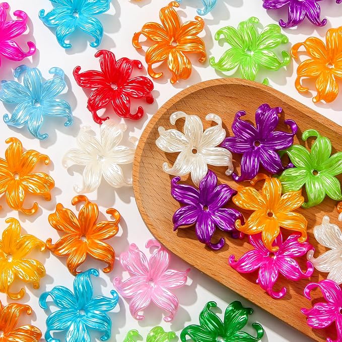 40pcs Flower Shape Beads Color Pearl Electroplate Flower Beads Pearl Lily Beads - Image 5