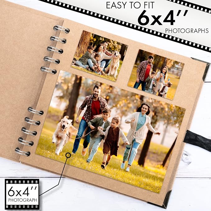 Bstorify Square Scrapbook Photo Albums 36 Pages Brown Thick 200gsm Kraft Paper - Image 4