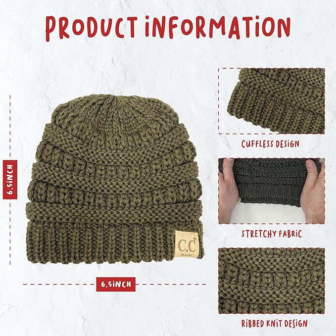 Funky Junque Baby Winter Hat – Cute Newborn Hats, Cozy Warm Infant Beanie, Soft Knit Stocking Stuffer for Babies 0–12 Months