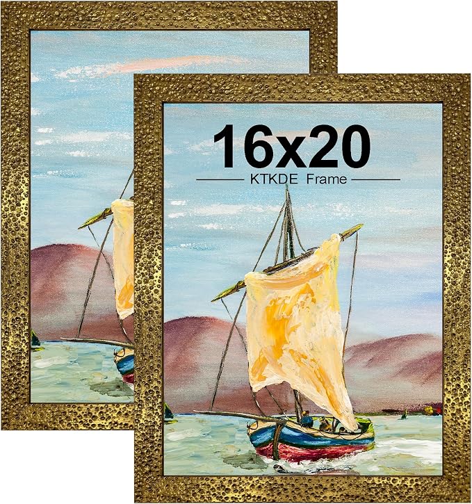 KTKDE 16x20 Picture Frame Set of 2, Ornate Vintage Gold Poster Frames by KTKDE