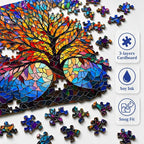 1000 Pieces Stained Glass Jigsaw Puzzle, Beautiful Tree of Life Art Puzzles - Image 4