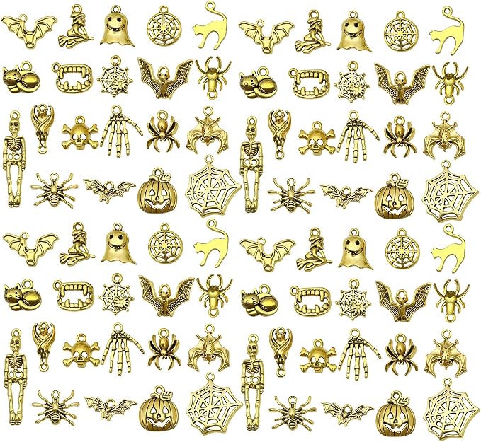 WOCRAFT 60pcs Antique Gold Halloween Bracelet Charms by WOCRAFT