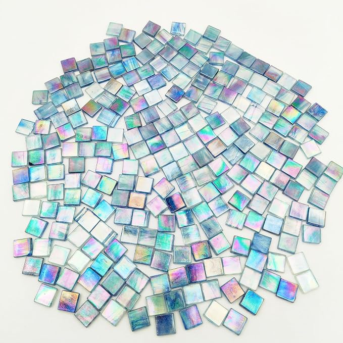1.1 LB Ice Jade Mosaic Tiles, 0.59“ Square Glass Mosaic Pieces - Image 3