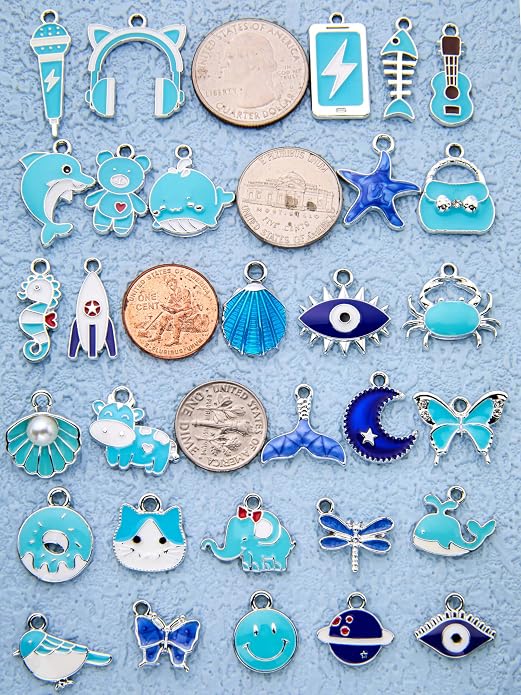 Silver-Tone Enamel Charms Set for DIY Jewelry Making - Image 2