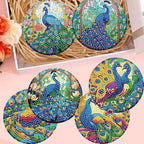 8 Pack Diamond Art Coasters, Peacock animals Diamond Painting Coasters Kits | - Image 6