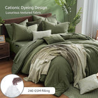 Monbix King Size Comforter Set, Olive Green King Bed Set Reversible, King Size - Image 4