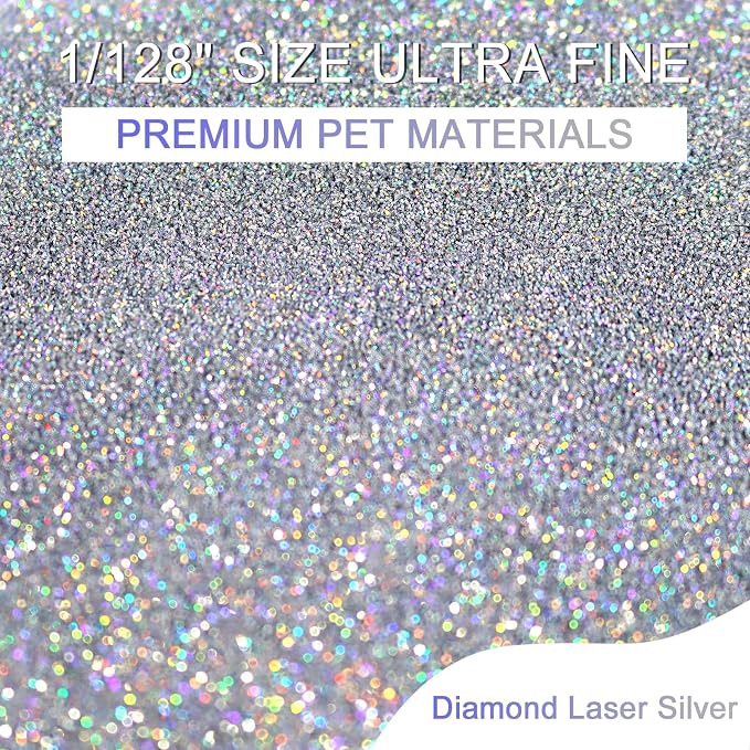 Ceya Holographic Ultra Fine Glitter Powder, 1.1LB/ 17.63OZ Laser Diamond Silver - Image 2