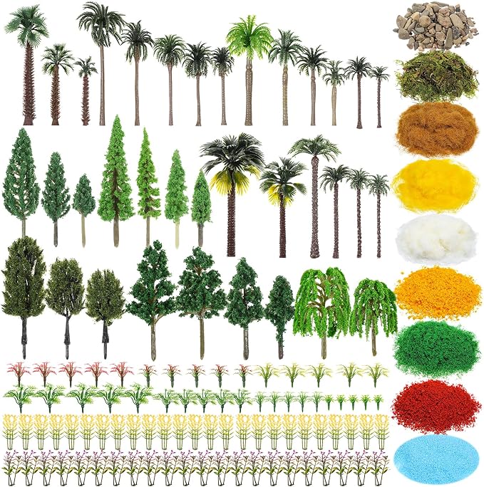 Sureio 130 Pcs Diorama Supplies Kit Include 121 Miniature Trees 1.2-7.48 Inch by Sureio
