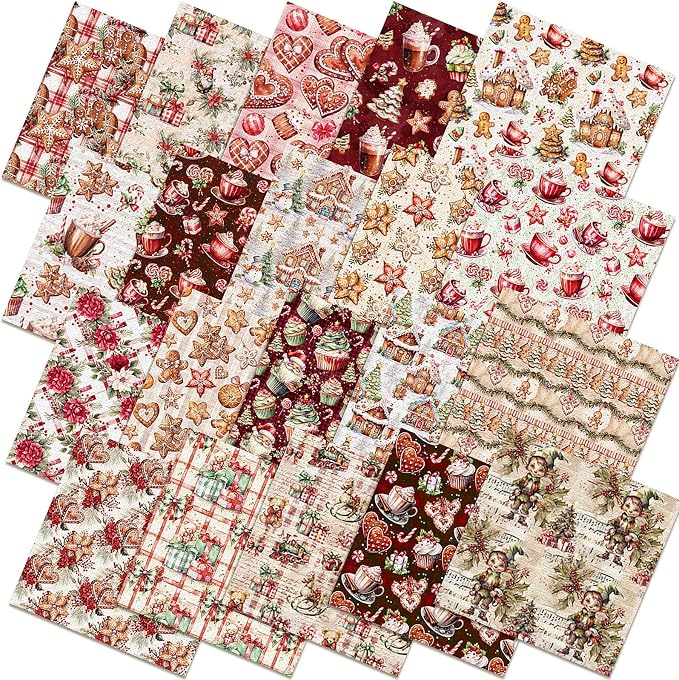 HunnmingRe 20 Pcs 10''x10'' Christmas Gingerbread Man Quilting Fabric Square by HunnmingRe