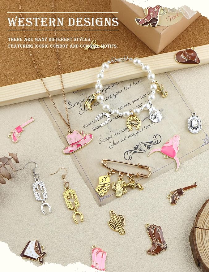 YETOOME 60pcs Western Cowboy & Cowgirl Charms - Image 5