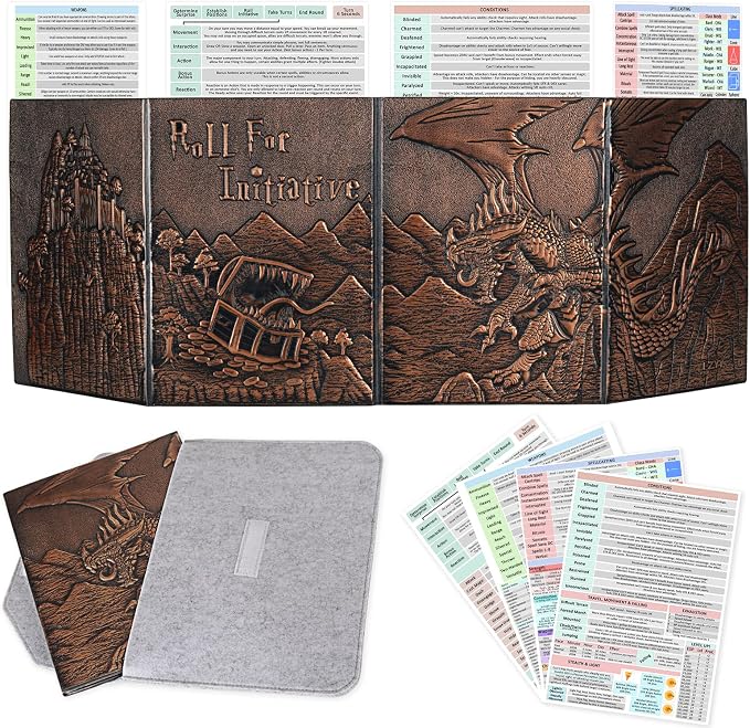 CZYY Faux Leather Dungeon Master Screen, 4-Panel DM Screen by CZYY