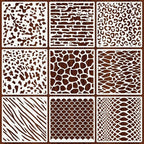 Texture Stencils for Crafts Reusable 9Pcs Stencils | DIY Art Painting Stencil by Unknown