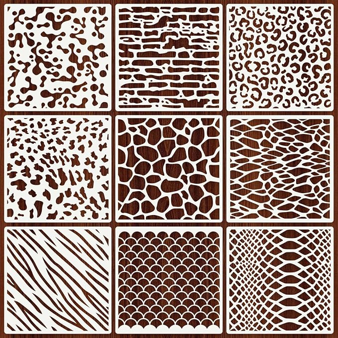 Texture Stencils for Crafts Reusable 9Pcs Stencils | DIY Art Painting Stencil by Unknown