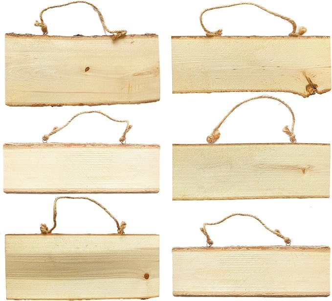 6-Pack Wood Signs Basswood Rectangle Plaque Wooden Slice by Cregugua