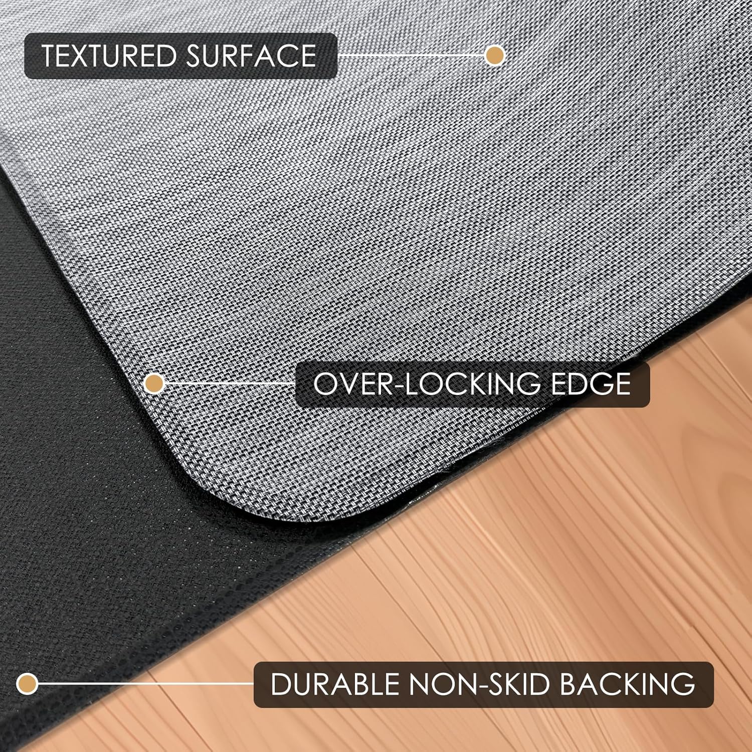 Kuyal Office Chair Mat for Hardwood Floor, 44" x58" Heavy Duty Desk Chair Mat for Office & Home, Anti Slip, Non-Curve Computer Chair Protector Mat, Light Gray