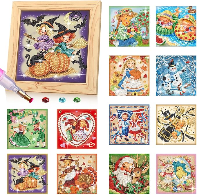 Trandraft 13 pcs Vintage Holiday Diamond Art Kits by Trandraft