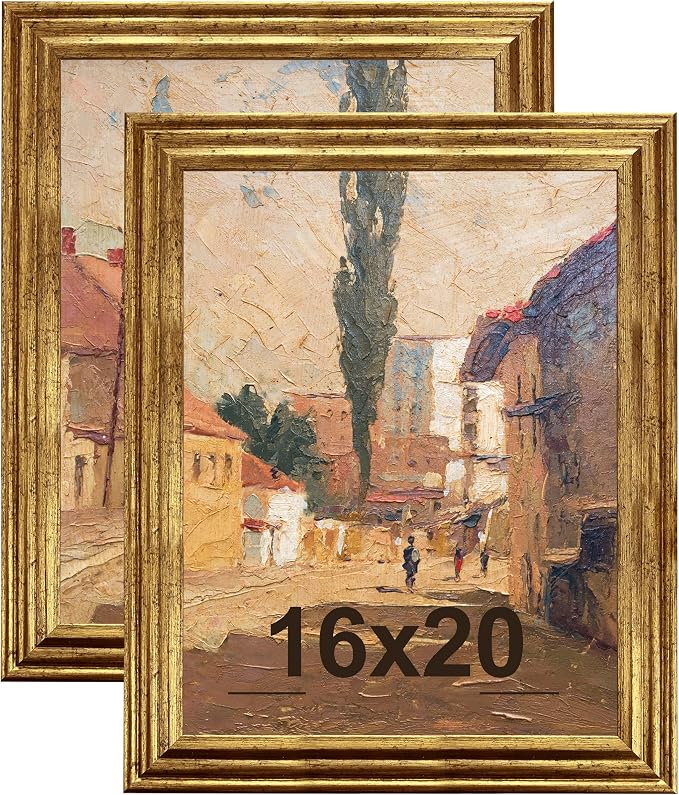 KTKDE 16x20 Picture Frame Set of 2, Ornate Vintage Gold Poster Frames by KTKDE