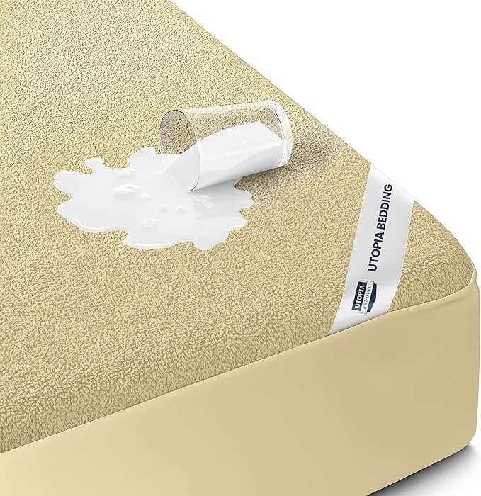 King Size Mattress Protector Waterproof, Premium 200 GSM Terry Mattress Cover by UTOPIABEDDING