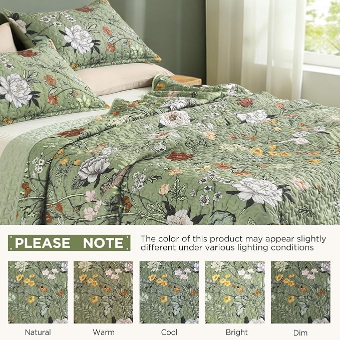 Litanika Floral Green Quilt California King Size - Image 7
