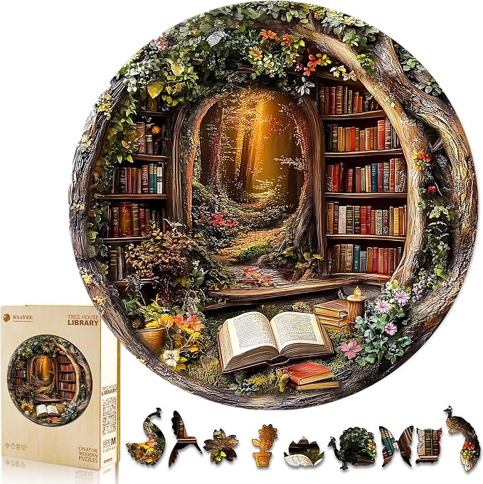 KAAYEE Wooden Puzzles for Adults, 3D Visual Effect Tree House Library Wooden by KAAYEEDirect