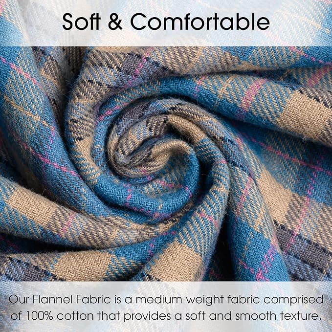 Pico Textiles 3 Yards Bolt Blue and Tan Tartan Plaid Flannel Fabric - Image 2