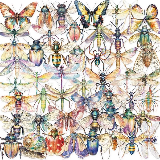 50PCS Transparent Watercolor Insect Stickers, Waterproof PET Decals, Colorful by Unknown