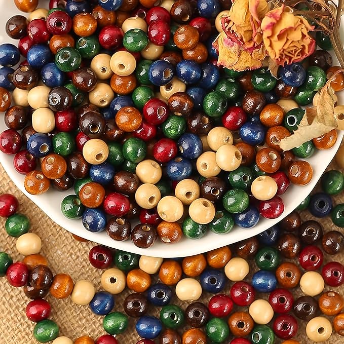 DAHI 500PCS Colorful Wooden Beads 10mm Assorted Macrame Wooden Loose Spacer by DAHI