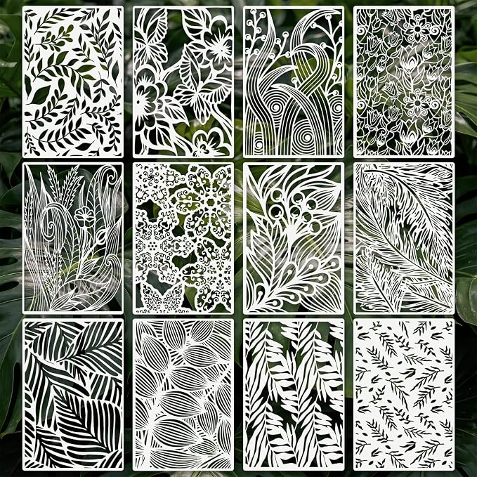 Texture Stencils for Crafts Reusable 12Pcs Stencils | DIY Art Painting Stencil by Unknown