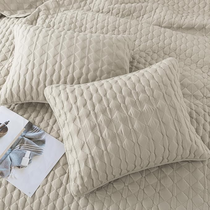 WDCOZY Light Beige Twin Size Quit Bedding Set - Image 7