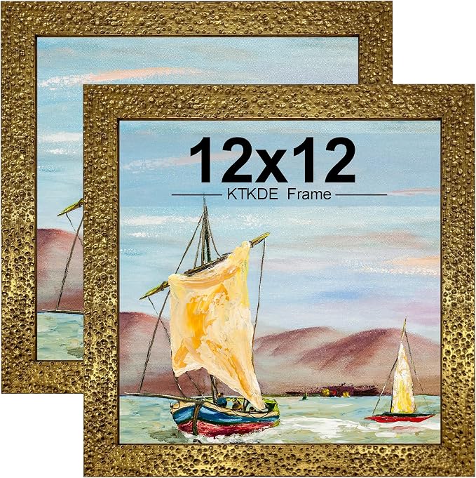 KTKDE 12x12 Picture Frame Set of 2, Ornate Vintage Gold Photo Frames 12 x 12 by KTKDE