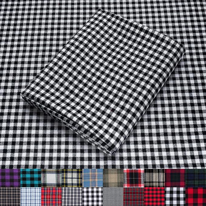 Pico Textiles 10 Yards Bolt Black and White Buffalo Plaid Checkered Flannel by PicoTextiles