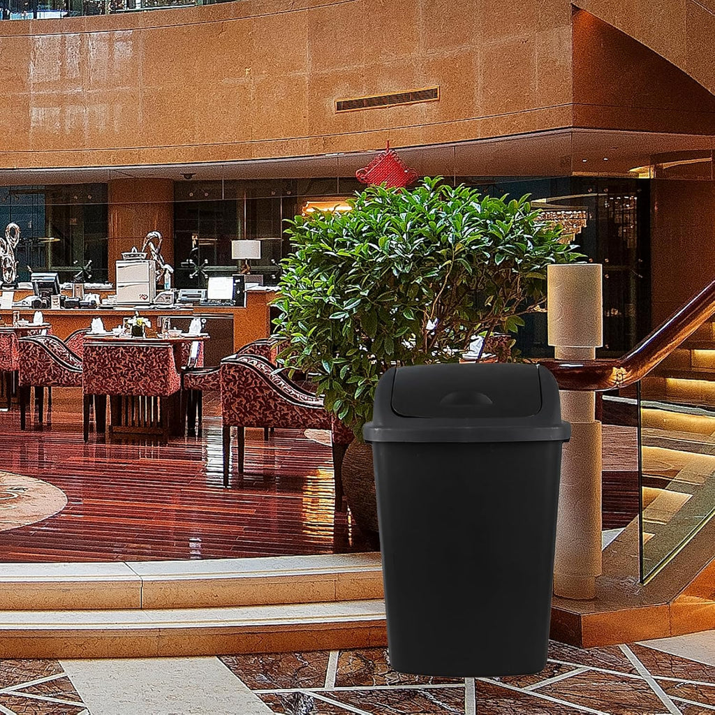 Bringer 18 Gallon Large Swing Top Trash Can, Plastic Garbage Can with Swing-Lid, Black, 4-Pack