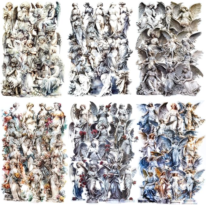 90Pcs Large Vintage Cherubs Angels Fairy Sculpture Art Scrapbook Sticker by YOKSAS