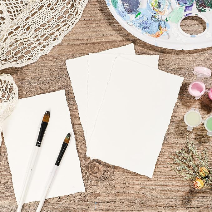 Prudiut 25 Sheets Cotton Watercolor Paper, 300 GSM, 4 x 6 inch, Deckled Edge - Image 3