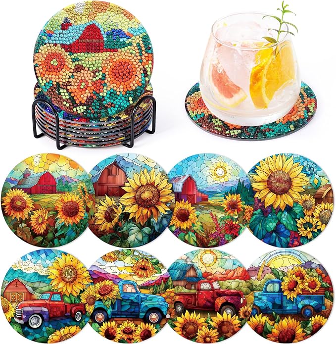 Flowers Diamond Art Painting Coasters Kit by GOHDODD