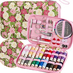 Rose Floral Sewing Kit with 130 PCS Sewing Supplies Accessory, PU Zipper Sewing by Bobode