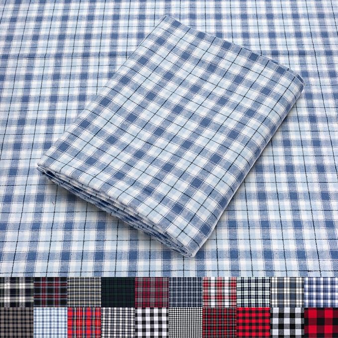 Pico Textiles 15 Yards Bolt Light Blue Tartan Plaid Flannel Fabric by PicoTextiles